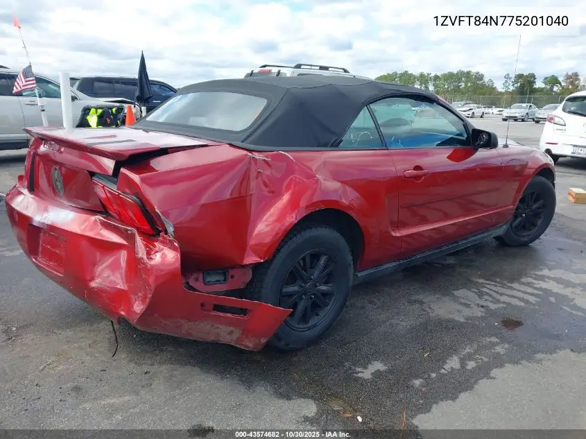 1ZVFT84N775201040 2007 Ford Mustang V6 Deluxe/V6 Premium