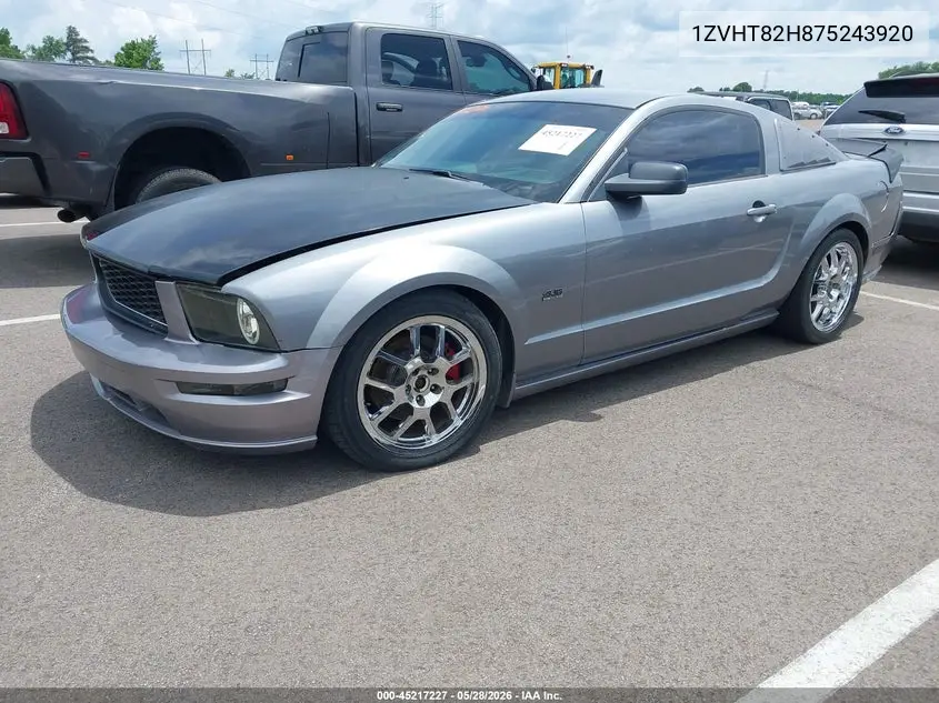 2007 Ford Mustang Gt Deluxe/Gt Premium VIN: 1ZVHT82H875243920 Lot: 45217227