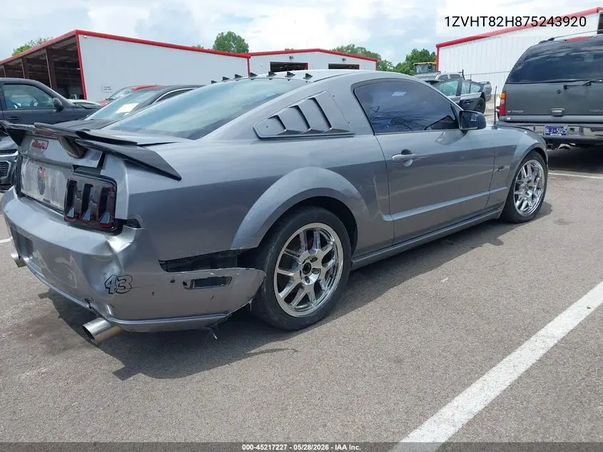 2007 Ford Mustang Gt Deluxe/Gt Premium VIN: 1ZVHT82H875243920 Lot: 45217227