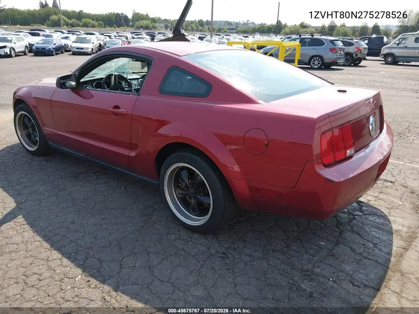 2007 Ford Mustang V6 Deluxe/V6 Premium VIN: 1ZVHT80N275278526 Lot: 45675767