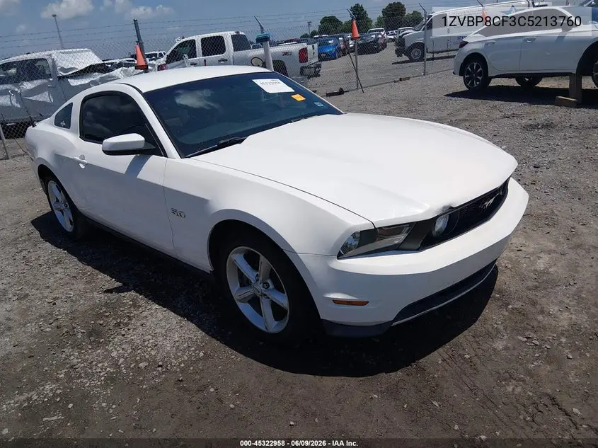 2012 Ford Mustang Gt Premium VIN: 1ZVBP8CF3C5213760 Lot: 45322958