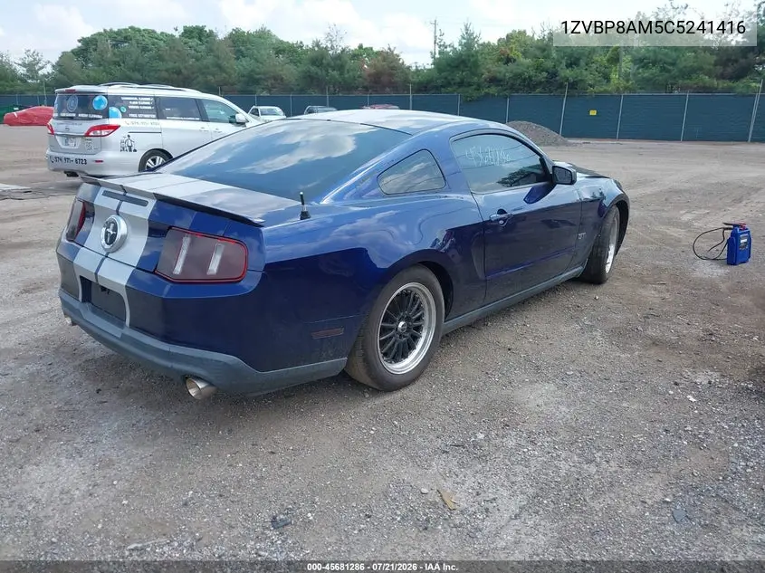 2012 Ford Mustang V6 VIN: 1ZVBP8AM5C5241416 Lot: 45681286