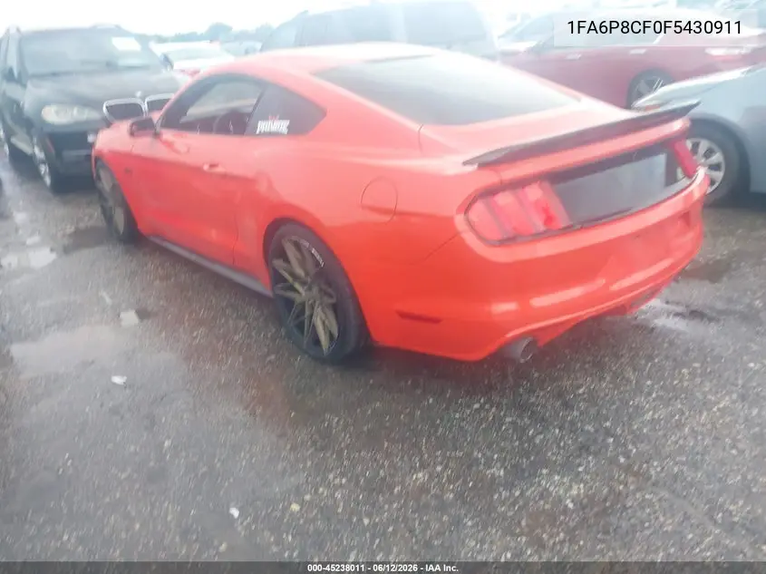 2015 Ford Mustang Gt VIN: 1FA6P8CF0F5430911 Lot: 45238011