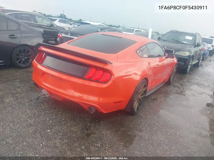 2015 Ford Mustang Gt VIN: 1FA6P8CF0F5430911 Lot: 45238011
