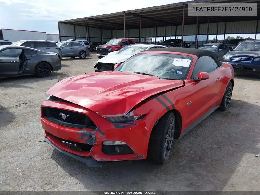 2015 Ford Mustang Gt Premium VIN: 1FATP8FF7F5424960 Lot: 45377771