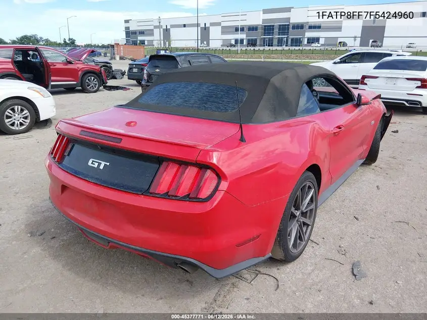 2015 Ford Mustang Gt Premium VIN: 1FATP8FF7F5424960 Lot: 45377771