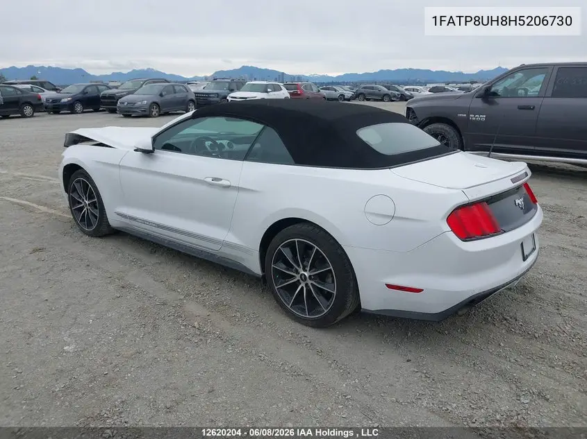 2017 Ford Mustang VIN: 1FATP8UH8H5206730 Lot: 12620204