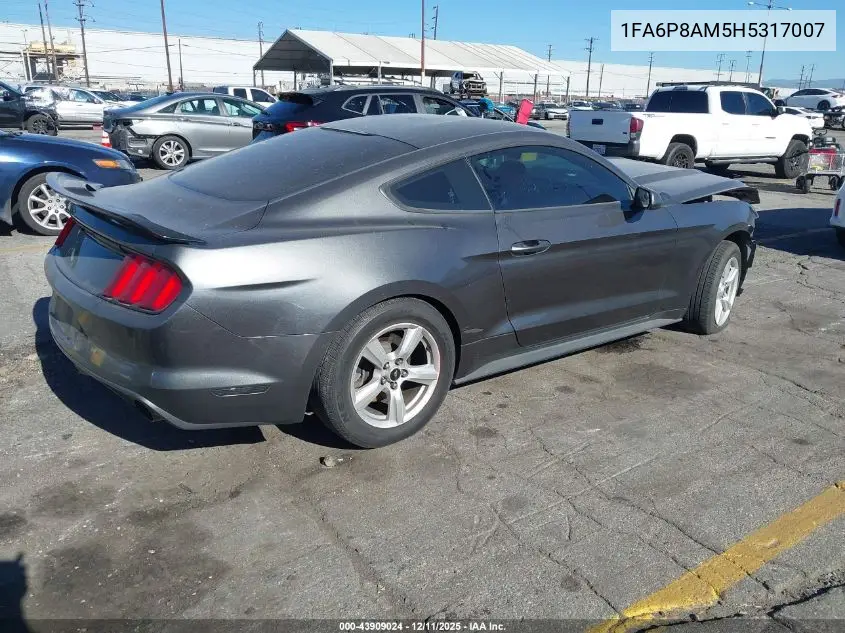 1FA6P8AM5H5317007 2017 Ford Mustang V6