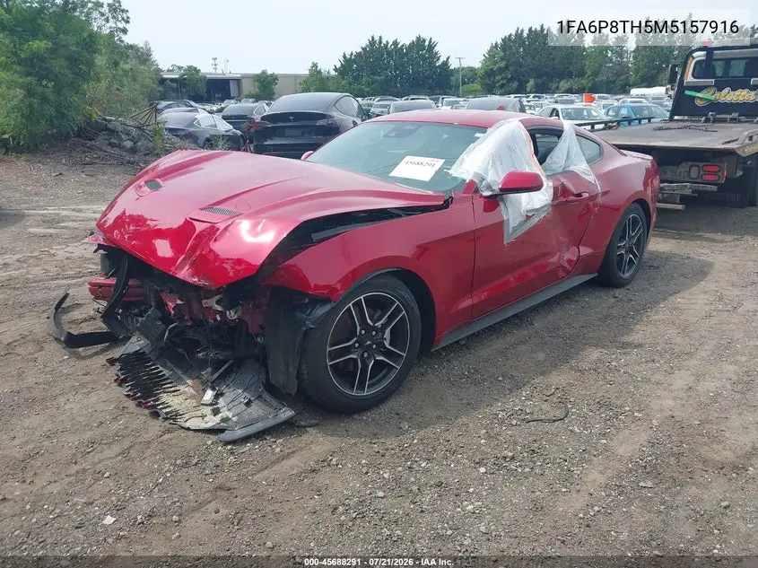 2021 Ford Mustang Ecoboost Fastback VIN: 1FA6P8TH5M5157916 Lot: 45688291