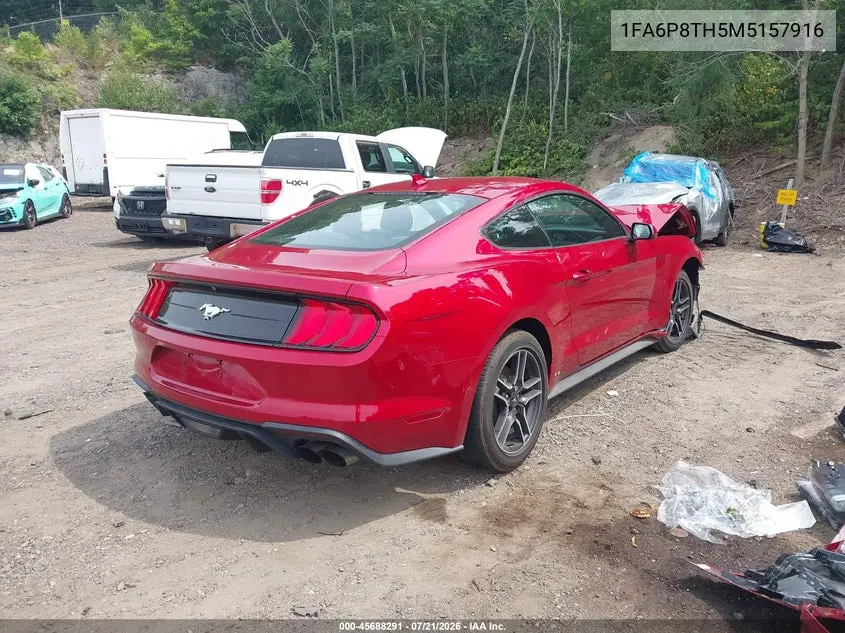 2021 Ford Mustang Ecoboost Fastback VIN: 1FA6P8TH5M5157916 Lot: 45688291
