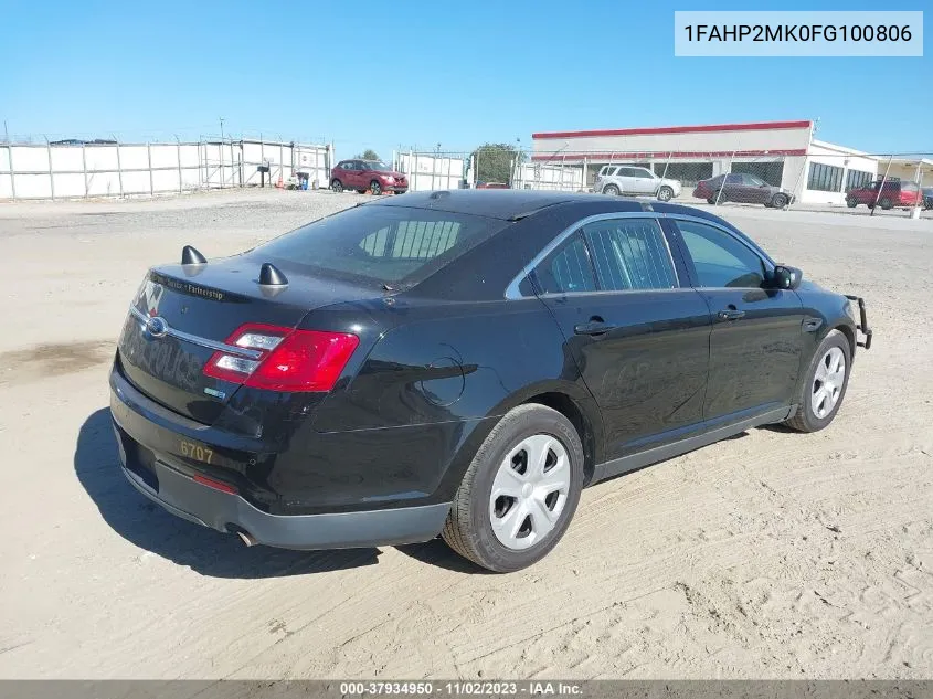 2015 Ford Police Interceptor VIN: 1FAHP2MK0FG100806 Lot: 37934950