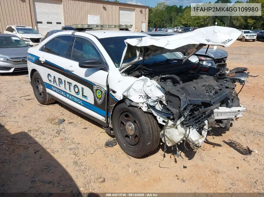2016 Ford Police Interceptor VIN: 1FAHP2MK4GG109980 Lot: 43213736