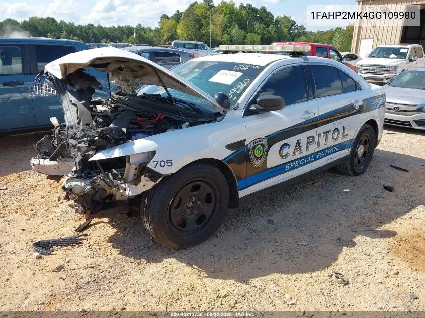 2016 Ford Police Interceptor VIN: 1FAHP2MK4GG109980 Lot: 43213736