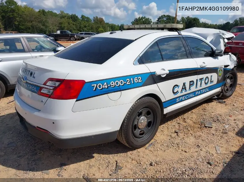 2016 Ford Police Interceptor VIN: 1FAHP2MK4GG109980 Lot: 43213736