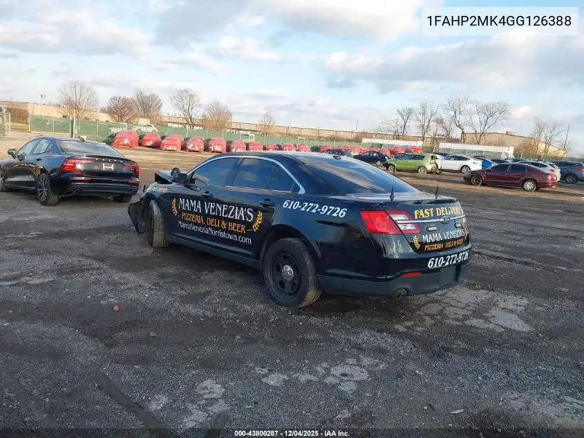 2016 Ford Police Interceptor VIN: 1FAHP2MK4GG126388 Lot: 43800287