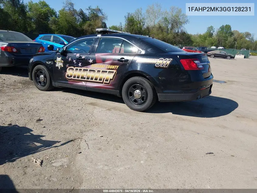 2016 Ford Police Interceptor VIN: 1FAHP2MK3GG128231 Lot: 44843575