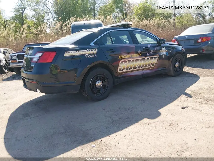 2016 Ford Police Interceptor VIN: 1FAHP2MK3GG128231 Lot: 44843575