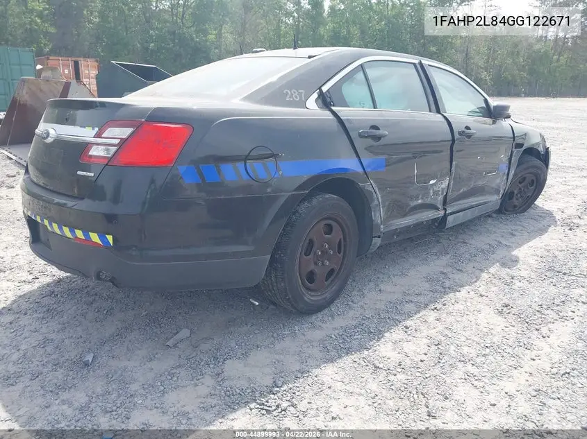 2016 Ford Police Interceptor VIN: 1FAHP2L84GG122671 Lot: 44899993