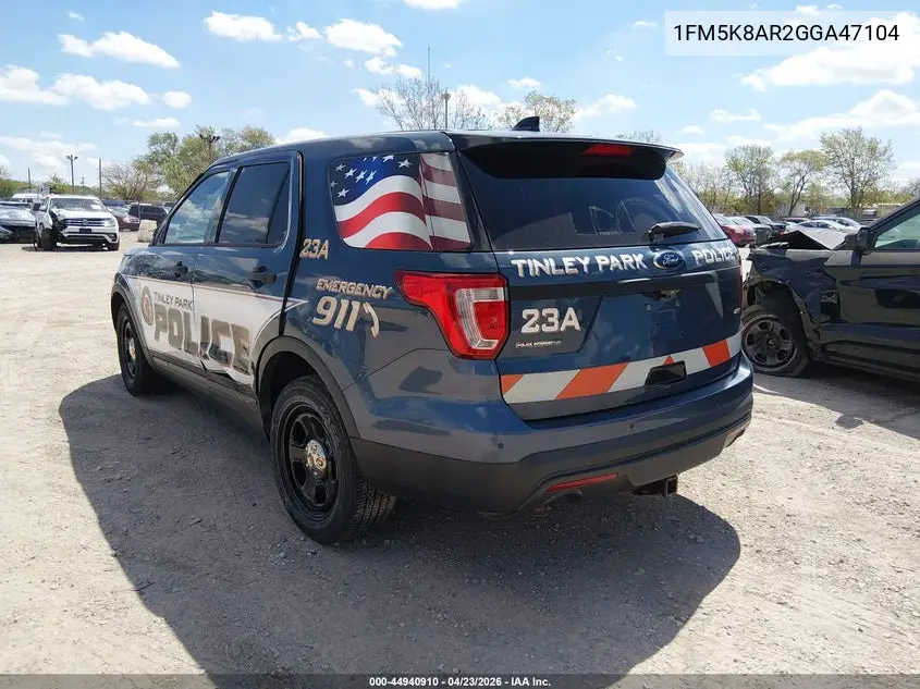 2016 Ford Police Interceptor VIN: 1FM5K8AR2GGA47104 Lot: 44940910