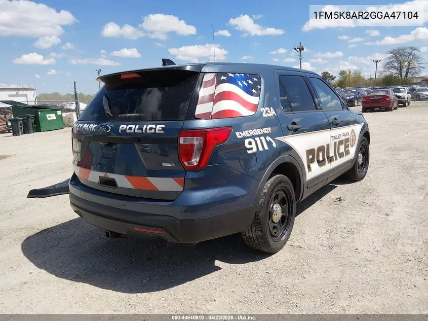 2016 Ford Police Interceptor VIN: 1FM5K8AR2GGA47104 Lot: 44940910