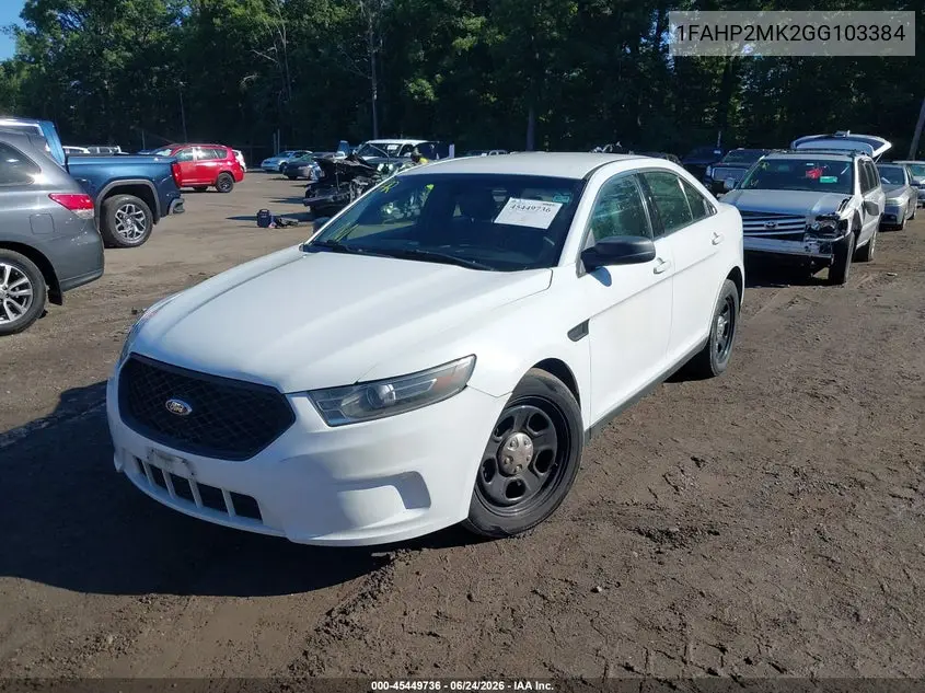 2016 Ford Police Interceptor VIN: 1FAHP2MK2GG103384 Lot: 45449736
