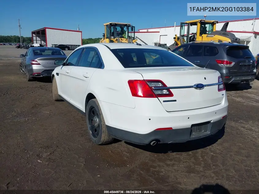 2016 Ford Police Interceptor VIN: 1FAHP2MK2GG103384 Lot: 45449736