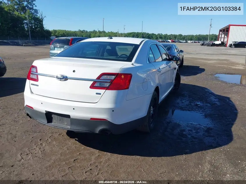 2016 Ford Police Interceptor VIN: 1FAHP2MK2GG103384 Lot: 45449736