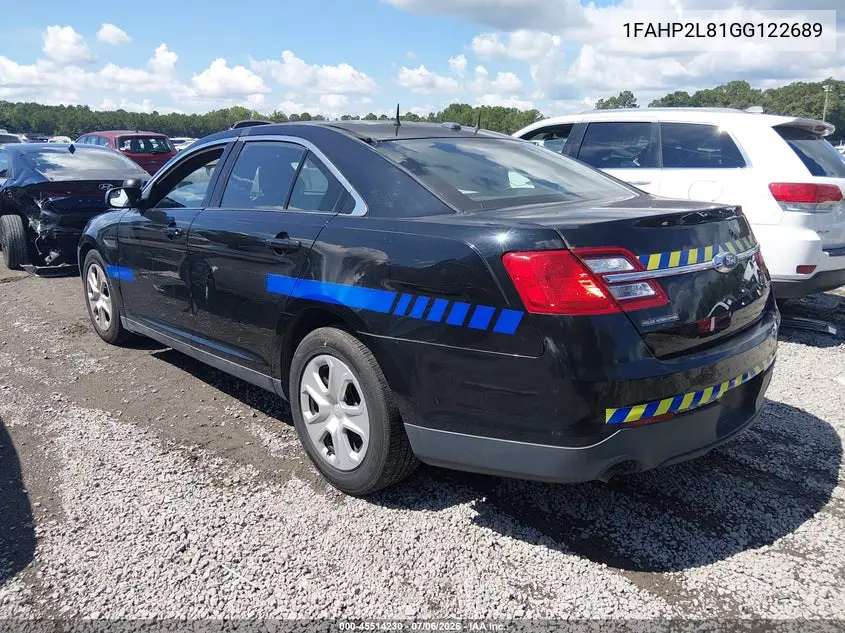 2016 Ford Police Interceptor VIN: 1FAHP2L81GG122689 Lot: 45514230