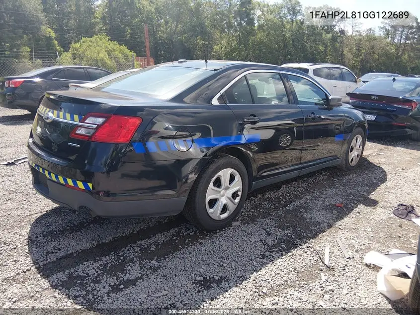 2016 Ford Police Interceptor VIN: 1FAHP2L81GG122689 Lot: 45514230