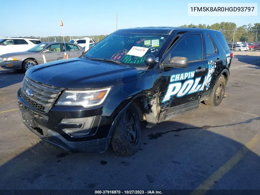 2017 Ford Utility Police Interceptor VIN: 1FM5K8AR0HGD93797 Lot: 37916970