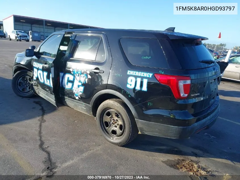 2017 Ford Utility Police Interceptor VIN: 1FM5K8AR0HGD93797 Lot: 37916970