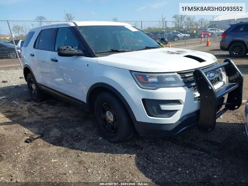 2017 Ford Police Interceptor VIN: 1FM5K8AR3HGD93552 Lot: 41907707
