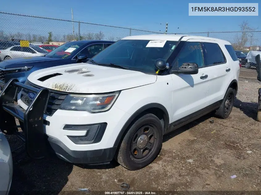 2017 Ford Police Interceptor VIN: 1FM5K8AR3HGD93552 Lot: 41907707