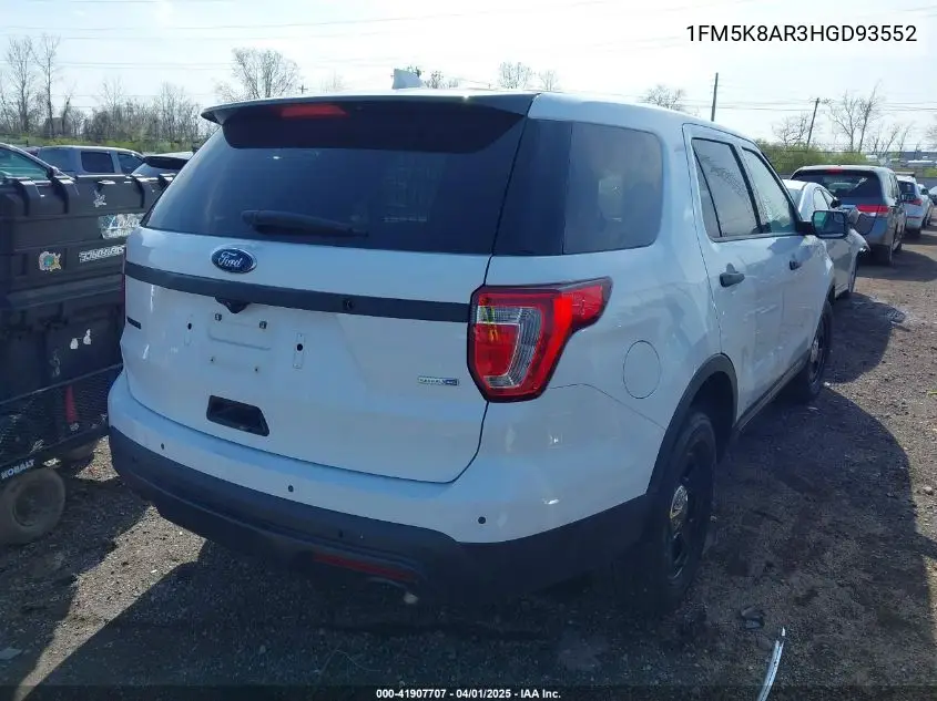 2017 Ford Police Interceptor VIN: 1FM5K8AR3HGD93552 Lot: 41907707