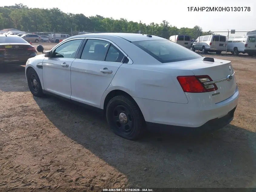 2017 Ford Police Interceptor VIN: 1FAHP2MK0HG130178 Lot: 45637661
