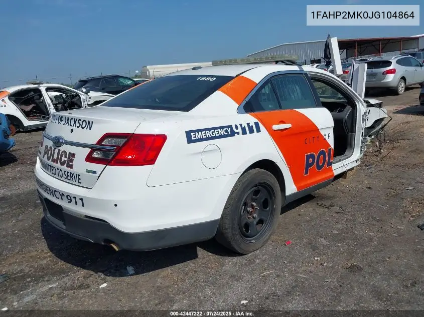 2018 Ford Police Interceptor VIN: 1FAHP2MK0JG104864 Lot: 42447222