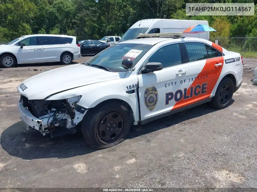 2018 Ford Police Interceptor VIN: 1FAHP2MK0JG114567 Lot: 42447283