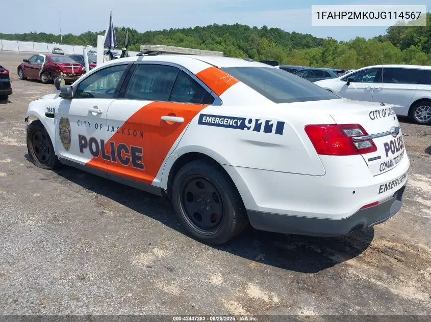 2018 Ford Police Interceptor VIN: 1FAHP2MK0JG114567 Lot: 42447283