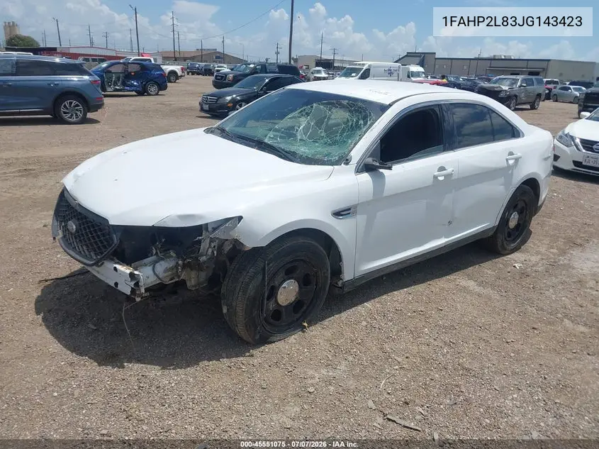 2018 Ford Police Interceptor VIN: 1FAHP2L83JG143423 Lot: 45551075