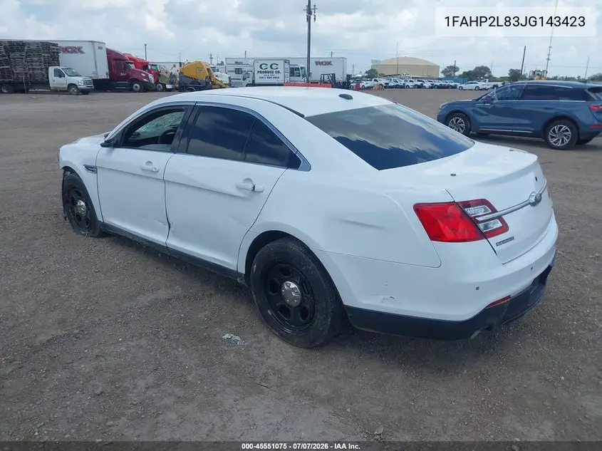 2018 Ford Police Interceptor VIN: 1FAHP2L83JG143423 Lot: 45551075
