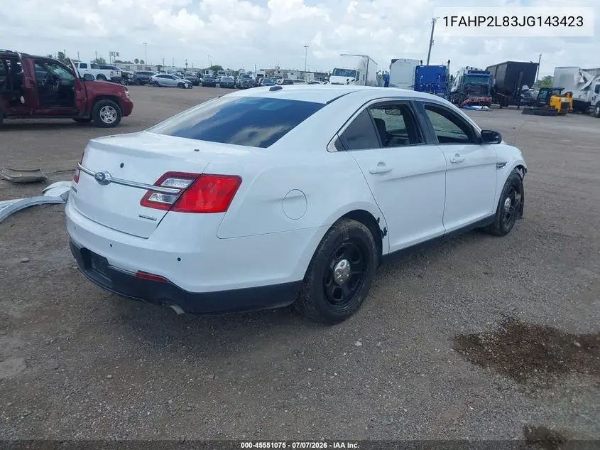 2018 Ford Police Interceptor VIN: 1FAHP2L83JG143423 Lot: 45551075