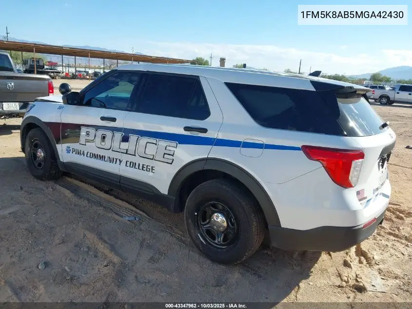 2021 Ford Police Interceptor VIN: 1FM5K8AB5MGA42430 Lot: 43347962