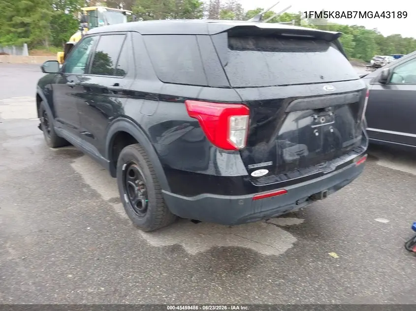 2021 Ford Police Interceptor VIN: 1FM5K8AB7MGA43189 Lot: 45459486