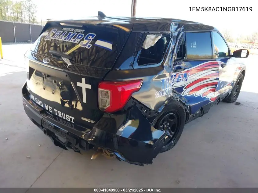 2022 Ford Police Interceptor VIN: 1FM5K8AC1NGB17619 Lot: 41849950