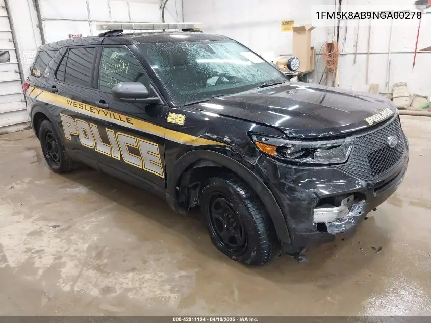 2022 Ford Police Interceptor VIN: 1FM5K8AB9NGA00278 Lot: 42011124