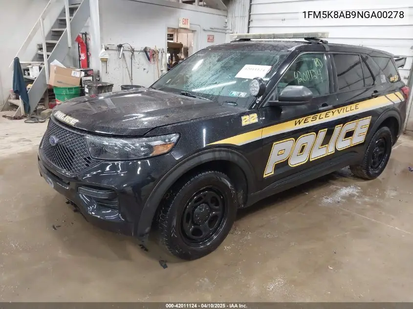 2022 Ford Police Interceptor VIN: 1FM5K8AB9NGA00278 Lot: 42011124