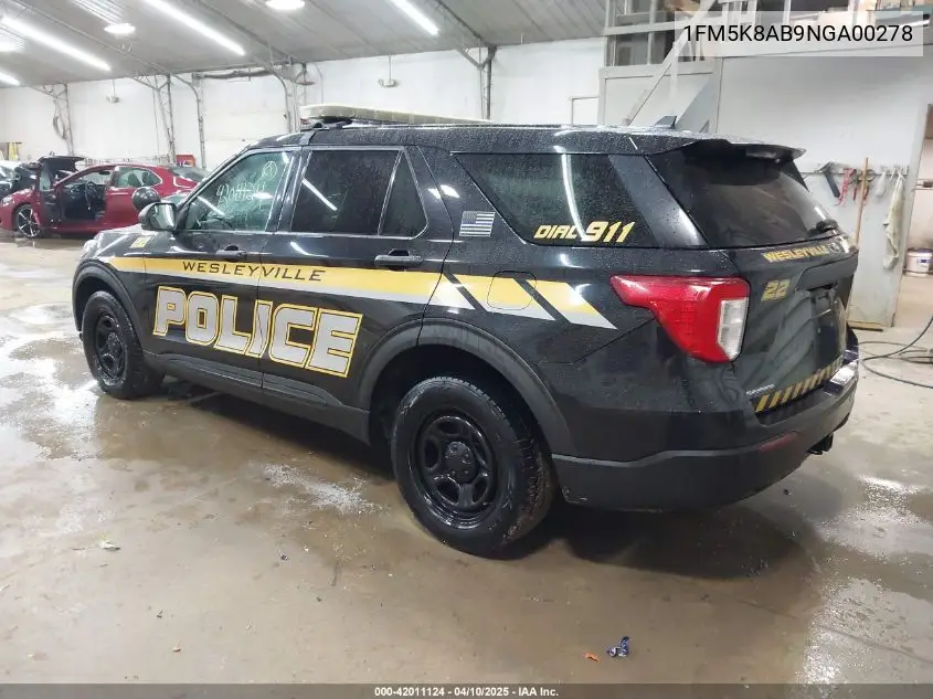 2022 Ford Police Interceptor VIN: 1FM5K8AB9NGA00278 Lot: 42011124