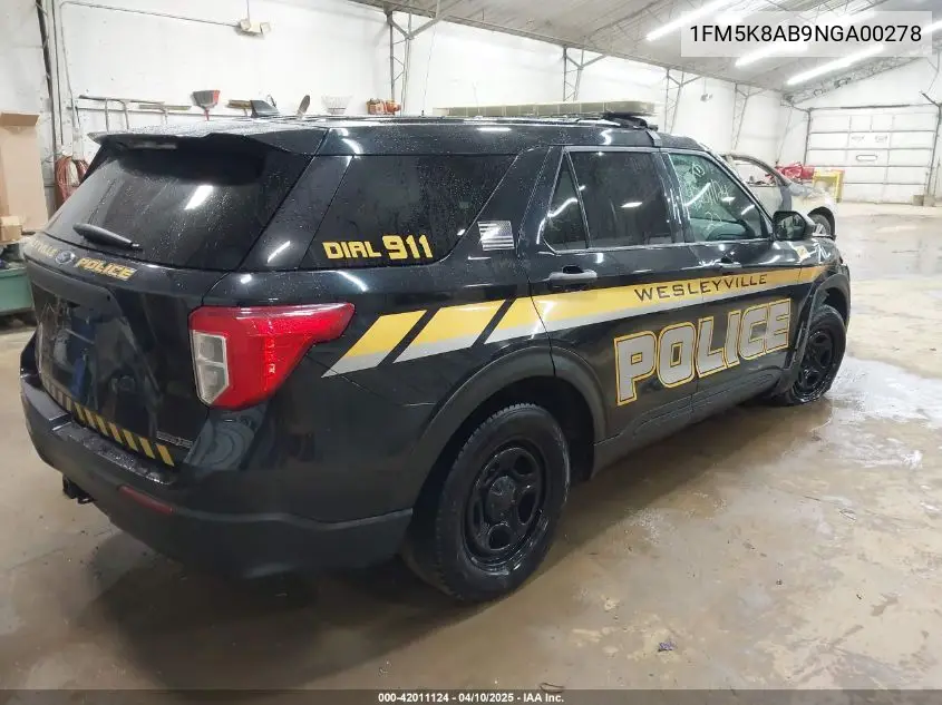2022 Ford Police Interceptor VIN: 1FM5K8AB9NGA00278 Lot: 42011124