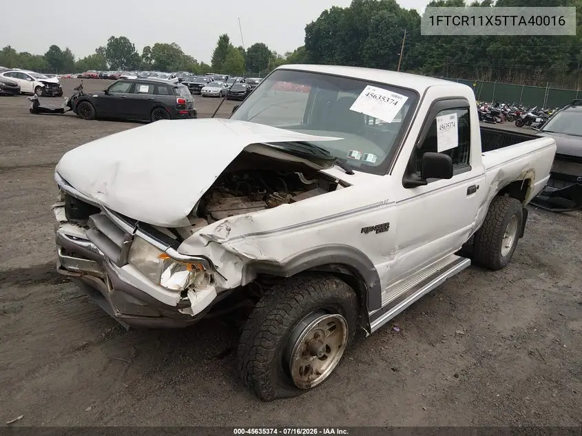 1996 Ford Ranger VIN: 1FTCR11X5TTA40016 Lot: 45635374