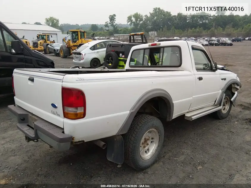 1996 Ford Ranger VIN: 1FTCR11X5TTA40016 Lot: 45635374